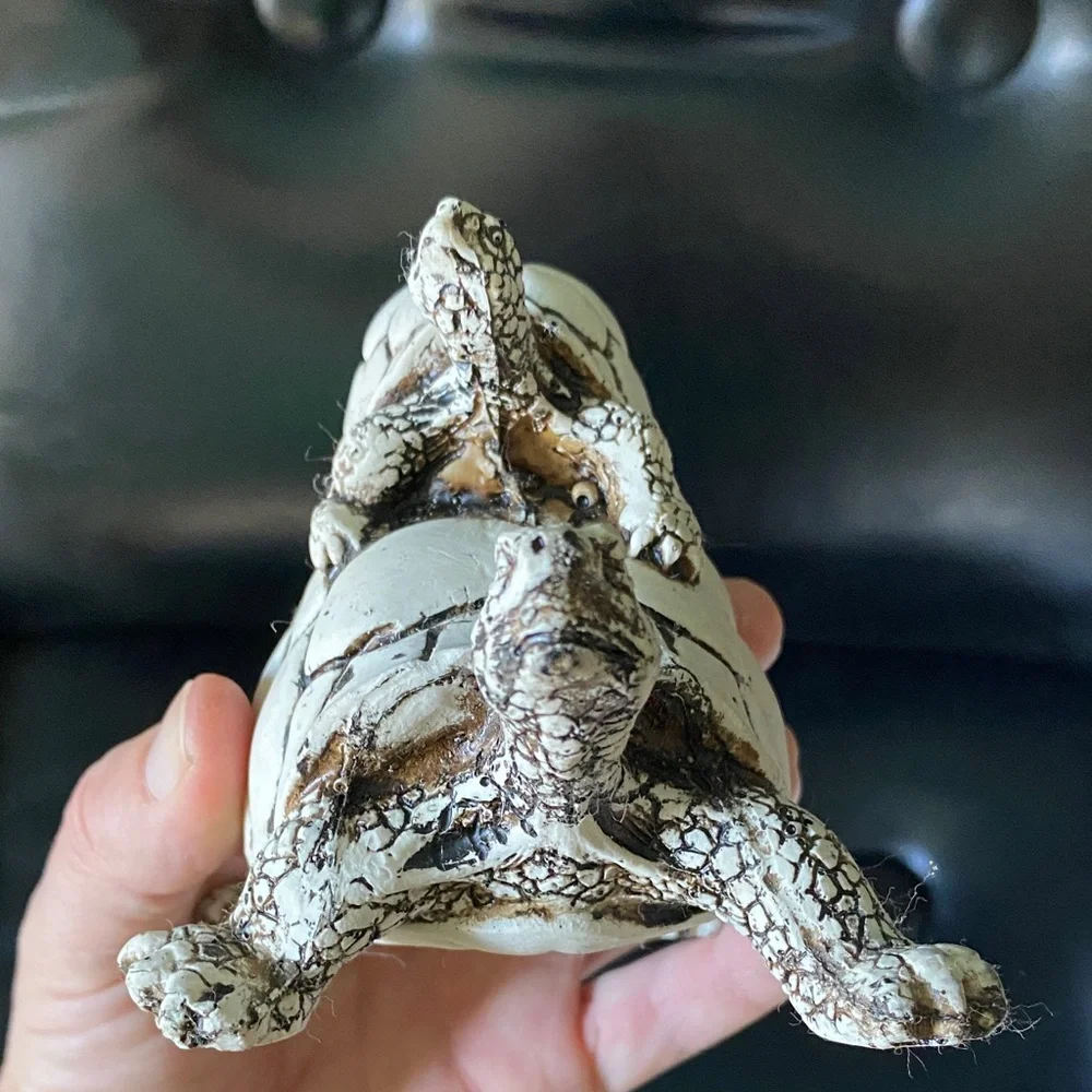 White Tortoise on Tortoise Figurine for Reptile Lovers